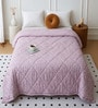 Pink Cotton Floral 350 GSM Double Bed Reversible Quilted Comforter