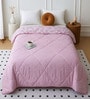 Pink Cotton Floral 350 GSM Double Bed Reversible Quilted Comforter