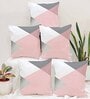 Pink Cotton Geometric 16x16 inches Cushion Covers (Pack of 5)