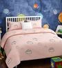 Pink Cotton Kids Abstract Rainining Clouds Print Bedsheet Set
