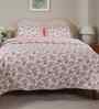 Pink Cotton Polyester Fruit Print 115 GSM Double Bed Quilt