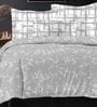 Grey Cotton Pritned 300TC Super King Bedsheet with 2 Coordinate Pillow Covers