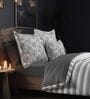 Grey Cotton Pritned 300TC Super King Bedsheet with 2 Coordinate Pillow Covers