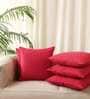 Pink Solid Cotton 16 x 16 Inches Cushion Covers (Set of 5)