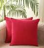 Pink Solid Cotton 20 x 20 Inches Cushion Covers (Set of 2)