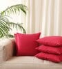 Pink Cotton Solid 20x20 inches Cushion Covers (Set of 5)