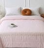 Pink Cotton Solid 350 GSM Double bed Premium Enbroidered Reversible Comforter