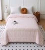 Pink Cotton Solid 350 GSM Double bed Premium Enbroidered Reversible Comforter