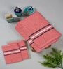 Pink Cotton Solid 380 GSM Bath Towels (Set of 4)