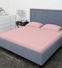 Pink Cotton Solid Finest 300TC Plain Super King Bedsheet with 2 Pillow Covers
