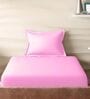 Pink Cotton Solid 210TC Plain Single Bedsheet with 1 Pillow Cover