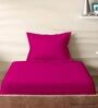 Pink Cotton Solid 210TC Plain Single Bedsheet with 1 Pillow Cover