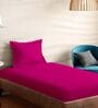Pink Cotton Solid 210TC Plain Single Bedsheet with 1 Pillow Cover
