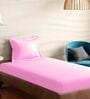 Pink Cotton Solid 210TC Plain Single Bedsheet with 1 Pillow Cover