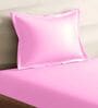 Pink Cotton Solid 210TC Plain Single Bedsheet with 1 Pillow Cover