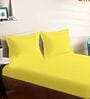 Yellow Cotton Solid 210TC Plain Super King Bedsheet with 2 Pillow Covers
