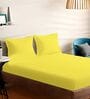 Yellow Cotton Solid 210TC Plain Super King Bedsheet with 2 Pillow Covers