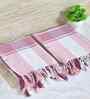 Pink Cotton Striped 225 GSM Bath Towels Pack of 2