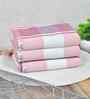 Pink Cotton Striped 225 GSM Bath Towels Pack of 3