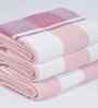 Pink Cotton Striped 225 GSM Bath Towels Pack of 3