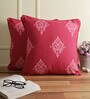 Pink Traditional Cotton 18 x 18 Inches Cushion Covers (Set of 2)