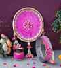 Pink Decorative Stainless Steel Karwa Chauth Thali Set with Plate Chalni Lota|Karva Chauth Pooja Thali