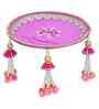 Pink Decorative Stainless Steel Karwa Chauth Thali Set with Plate Chalni Lota|Karva Chauth Pooja Thali