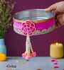 Pink Decorative Stainless Steel Karwa Chauth Thali Set with Plate Chalni Lota|Karva Chauth Pooja Thali