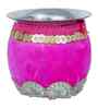 Pink Decorative Stainless Steel Karwa Chauth Thali Set with Plate Chalni Lota|Karva Chauth Pooja Thali