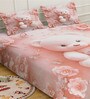 Pink Digital Cartoon Characters Printed Cotton Blend Double Bedsheet with 2 Pillow Covers