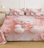 Pink Digital Cartoon Characters Printed Cotton Blend Double Bedsheet with 2 Pillow Covers