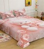 Pink Digital Cartoon Characters Printed Cotton Blend Double Bedsheet with 2 Pillow Covers