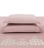 Pink Embroidered 210 TC Cotton King Sized Bedsheet with 2 Pillow Covers