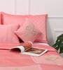 Pink Traditional 1000 TC Cotton King Sized Bed Sheets with 2 Pillow Covers