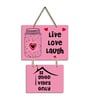 Pink Engineered Wood Wall Hanging