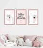 Pink Engineered Wood (Set of 3) Art Panels