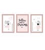 Pink Engineered Wood (Set of 3) Art Panels