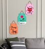 Pink Engineered Wood (Set of 3) Wall Hanging
