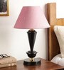 Regis Pink Fabric Shade Night Lamp With Metal Base