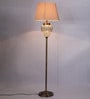 Pink Fabric Shade Floor Lamp with Brass Base