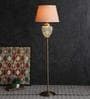 Pink Fabric Shade Floor Lamp with Brass Base