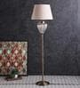 Pink Fabric Shade Floor Lamp with Brass Base