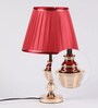 Pink Fabric Shade Table Lamp with Gold Base