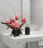 Pink Faux Leather Opulent Dawn Magnolia Arrangement Pot With Flower
