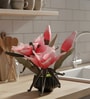 Pink Faux Leather Opulent Dawn Magnolia Arrangement Pot With Flower