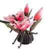 Pink Faux Leather Opulent Dawn Magnolia Arrangement Pot With Flower