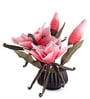 Pink Faux Leather Opulent Dawn Magnolia Arrangement Pot With Flower