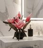 Pink Faux Leather Opulent Dawn Magnolia Arrangement Pot With Flower