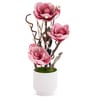 Pink Faux Leather Rustic Blossom Harmony Pot With Flower