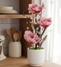 Pink Faux Leather Rustic Blossom Harmony Pot With Flower